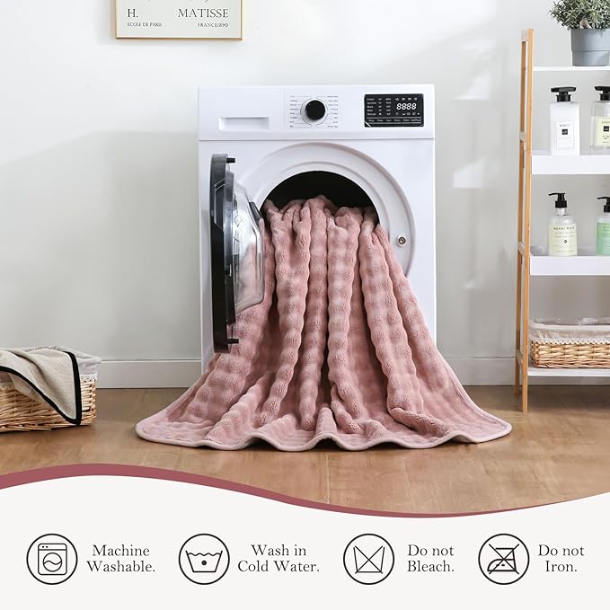 Waterproof Blanket for Bed Couch Sofa Car, Soft Leakproof Dog Blanket with 3D Bubble Pattern, Reversible Water Proof Pet Blankets for Dogs Cats Puppies (30"x40", Dusty Pink)