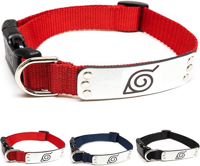 Naruto Dog Collar for Large Dogs, Medium, XS/Small Puppy Collars – Officially Licensed Naruto Shippuden Hidden Leaf Village Anime Dog Collar, Naruto Gifts Pet Collar for Dogs Red Ninja, LG