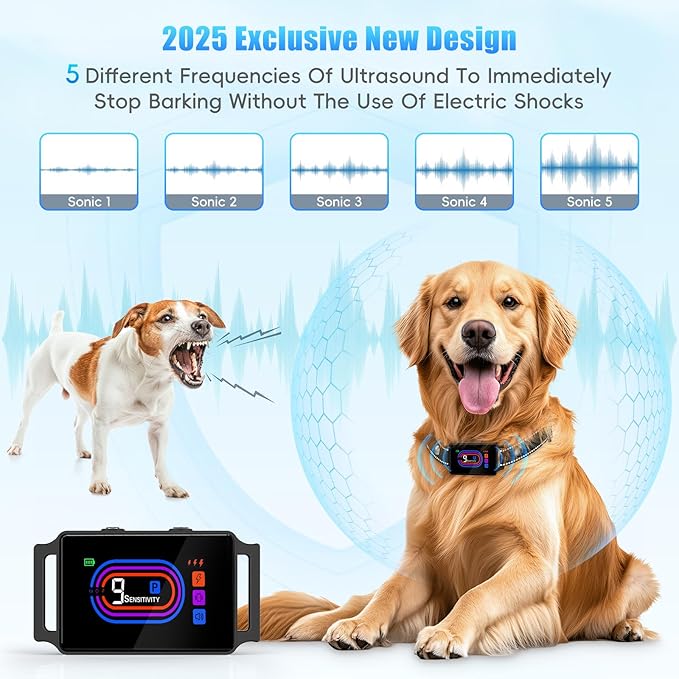 3 Pack Dog Bark Collar, 2025 Bark Collar for Large Medium Small Dogs 5-130 lbs - Smart Rechargeable Anti-Barking Training Collar with 10 Adjustable Sensitivity-Bark Collars with Beep Vibratio (3 Pack)