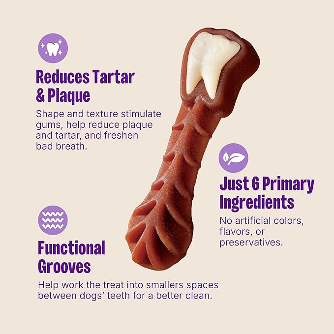 WHIMZEES Wellness Brushzees Dog Dental Treats, Natural Chews, Medium Size Stick, (12 Count)