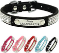 Personalized Dog Collar with Rhinestone Name Tag - Glitter Polyester Collar Adjustable [Black,L]