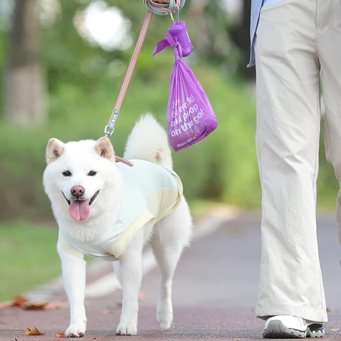Dog Poop Bags with Handles 9 Rolls 108 Counts Big Sizes Leak Proof and Extra Thick Waste Bags Refill Rolls for Walking Small Medium Large Dogs Cats Litter With Holder Lavender Scented