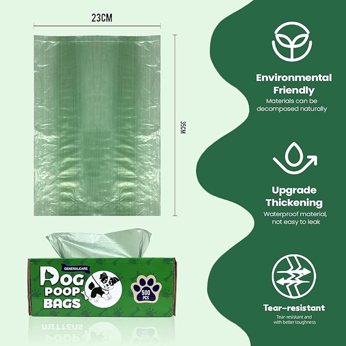 500 PCS Small Square Dog Waste Dag- Durable and Leakproof, Environmentally Friendly Dog Poop Bags 9x13 inches(unscented)