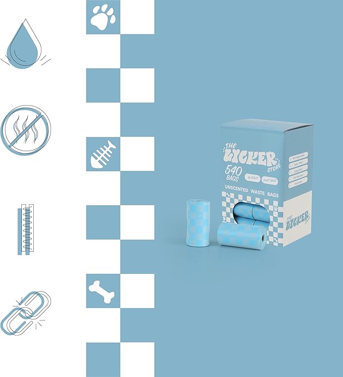 13 in. x 9 in. Extra Thick Leak Proof Unscented Dog Poop Bags, Blue (540 Count, 36-Rolls)