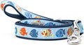THE WORTHY DOG Stylish Fishy Patterned Leash for Dogs, Solid Nickel Plated - Blue, Small