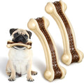 Sosation Bones Shaped Dog Toys for Aggressive Chewers, 2 Pack Christmas Dog Chew Toys Puppy Teething Nylon Beef Flavor for Large/Medium/Small Puppies Breeds(Curved Bone,Large)