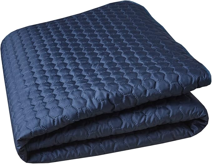 Friends Forever Large Travel Dog Bed Mat, Portable Pet Sleeping Pad with Carrying Strap, Couch Protector, Soft Quilted Cover Throw for Cold Weather, Machine Washable, 50" W x 60" L, GEO Navy/Grey