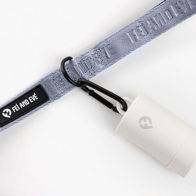 2026 New Edition, Fei & Eve Poop Bag Dispenser - Compact & Lightweight | Fits all Leashes | White, With 1 Roll Poop Bag