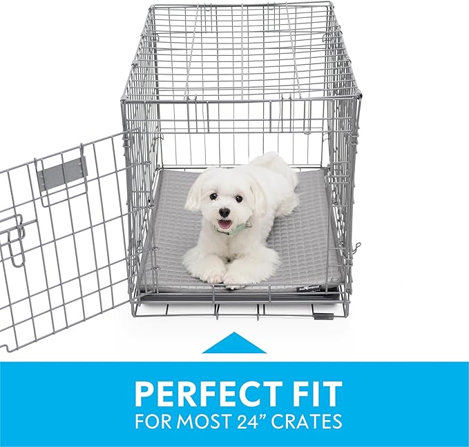 Paw Inspired Cooling Orthopedic Crate Pad for Dogs and Cats, Washable Memory Foam Dog Cooling Mat (23x17 Inch XS/Small Size for 24 Inch Kennel, Gray)