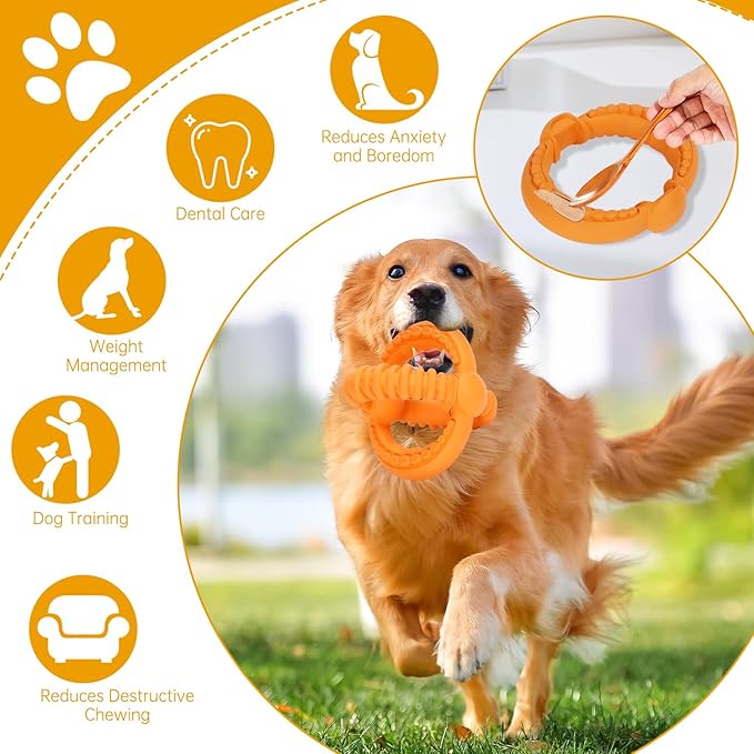 Dog Toys for Aggressive Chewers Indestructible Dog Toys Durable Dog Chew Toys for Large/Medium Breed, Real Bacon Flavored Best Dog Toys to Keep Them Busy (Large, Turkey)