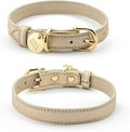 Rio Dog Collar Saffiano Vegan Leather Color Gold Size M