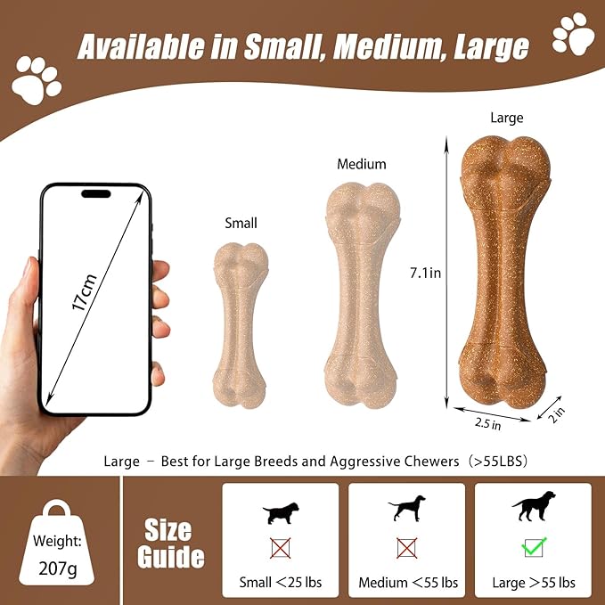 SCHITEC Dog Bone Chew Toys for Medium & Large Dogs, Beef Flavor Teething Toy, Durable Dog Toys for Aggressive Chewers, Teeth Cleaning, 5Pcs