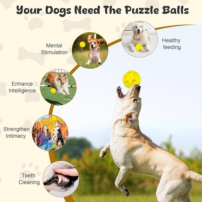 Interactive Dog Puzzle Toys for Boredom, Dogs Enrichment Toys to Keep Them Busy, Dog Treat Balls for Large Dogs, Tough Treat Dispensing Dog Toys