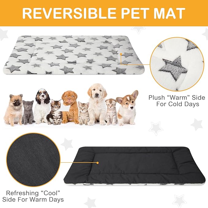 VitalCozy 4 Pcs Dog Crate Pads, Ultra Soft Warm Washable Anti-Slip Kennel Bed Mat for Pets, Reversible, Replaceable, Cozy Cage Liner for Small Medium Large Dogs and Cats(18 x 24 x 1.6 Inch,White)