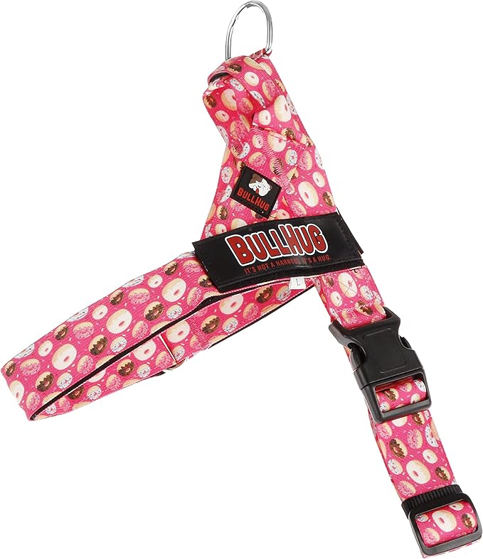 BULLHUG Adjustable Dog Harness– No Pull, No Choke – for English Bulldogs, French Bulldogs, Pugs & Broad-Chested Breeds – Easy, Safe Walks (Donuts, Large)