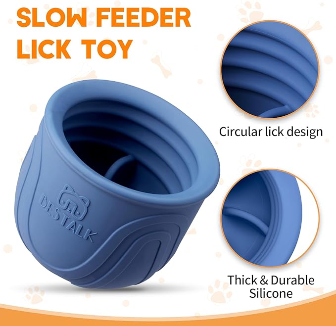 Interactive Dog Toy, 2-in-1 Long-Lasting Treat Dispenser Dog Puzzle Feeder Toys, Stuffable Enrichment Freeze Lick Bowl for Boredom, Reduces Anxiety Silicone Fetch Catch Chew Toy