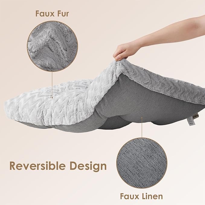 EHEYCIGA XXL Washable Dog Bed for Crate 47x29 Inch, Reversible Kennel Pad for Extra Large Dogs Weight Up to 100 lbs, Plush and Comfy Pet Sleeping Mat, Grey