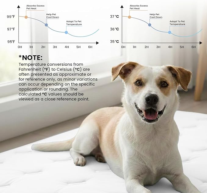 Pet Cooling Mat, 35" x 23" Self-Cooling Pad for Dogs or Cats, Soft Breathable, Pet-Safe, Portable & Durable Pet Mat for Crate, Trunk, Camping, Outdoors, Machine Washable, Light Gray