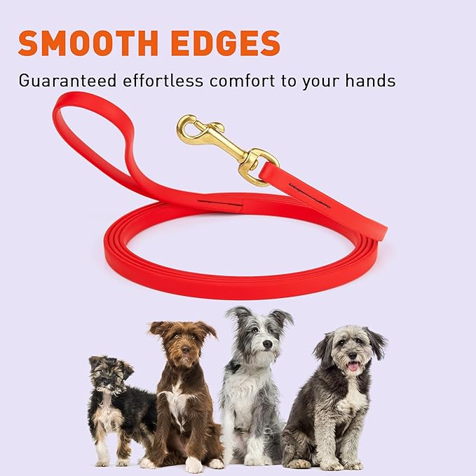 Viper Biothane K9 Working Dog Leash Waterproof Lead for Tracking Training Schutzhund Odor-Proof Long Line with Solid Brass Snap for Puppy Medium and Large Dogs, 20ft Cherry Red