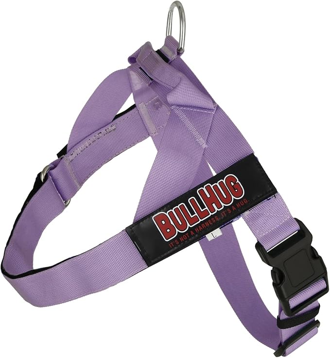 BULLHUG Adjustable Dog Harness– No Pull, No Choke – for English Bulldogs, French Bulldogs, Pugs & Broad-Chested Breeds – Easy, Safe Walks (Purple, Small)