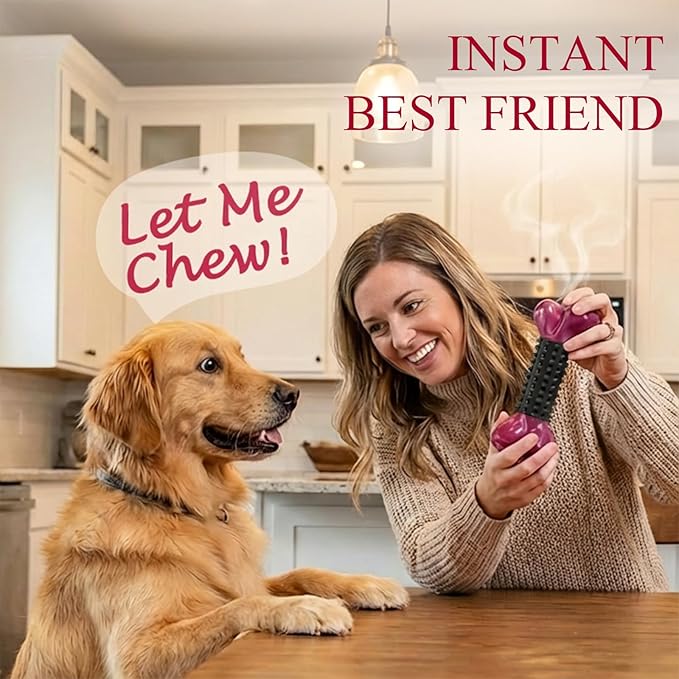 Apasiri 2-Pack Dog Toys for Aggressive Chewers with Bacon Flavor: 8" Indestructible Chew Bones for Large Breeds, Tough Nylon & Rubber Dog Toys Keep Them Busy, Interactive Play
