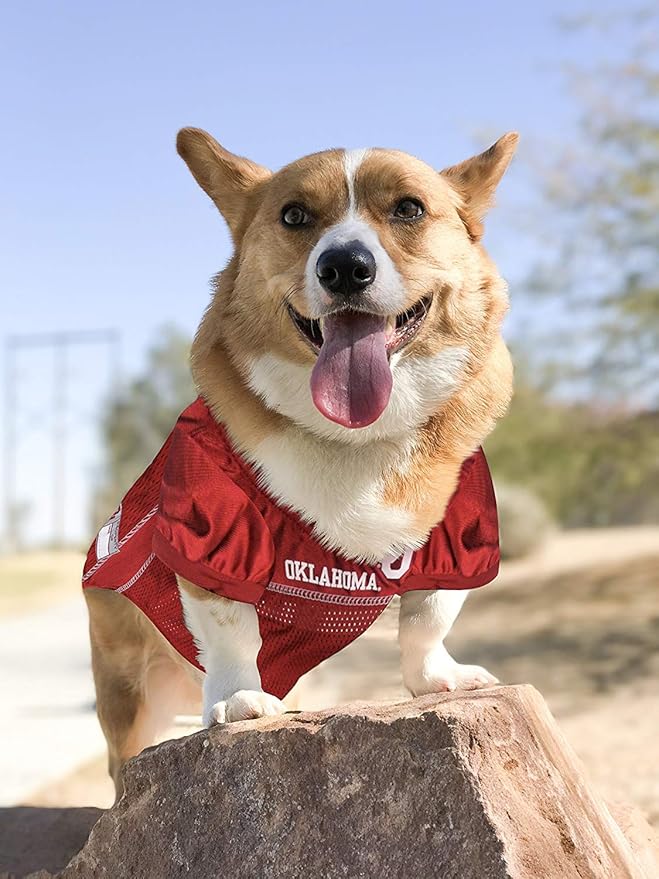 Pets First NCAA College Oklahoma Sooners Mesh Jersey for DOGS & CATS, Large. Licensed Dog Jersey with your Favorite Football/Basketball College Team
