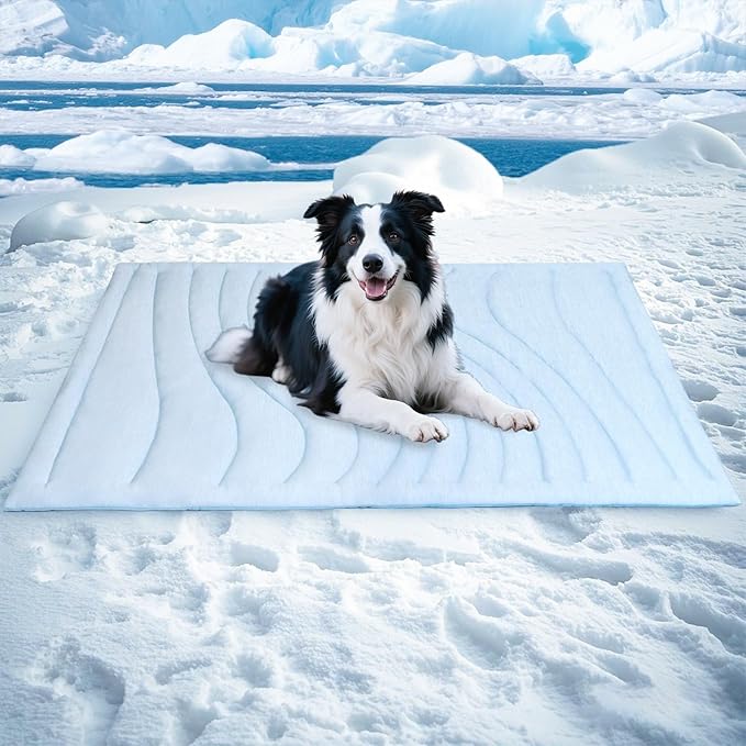 BECEMURU Dog Cooling Mat - 36" x 23" Reversible Cooling Pad for Crate, Kennel, Bed, Sofa - Machine Washable, Durable, Non-Gel - Keep Your Pet Cool and Comfortable (Cloud-L: 45" L x 30" W x 0.8" Th)