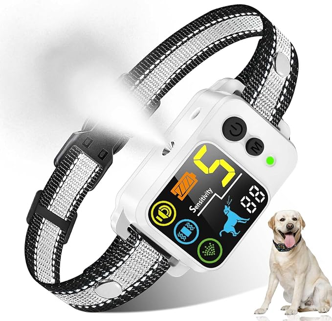 Citronella Bark Dog Collar [No*Refill] Spray Dog Collar, with 5 Adjustable Sensitivity, Beep+Vibration+Spray 5 Working Modes Citronella Bark Collar, IP66 Waterproof Dog Spray Collar for L/M/S Grey