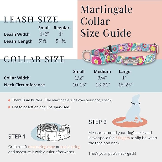 Lucky Love Dog Tropical Fish Pattern Martingale Collar and Leash Set, Blue Color No Slip Collars for Small Dogs, Great for Whippets, Greyhounds, and More (Mackey, Small - Combo)