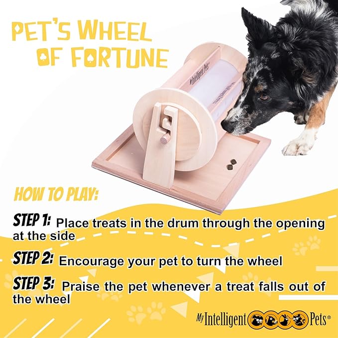 MY INTELLIGENT PETS Wheel of Fortune - Treat Dispenser and Engaging Slow Feeder, Mental Stimulation Toy for Dogs and Cats, Boredom Buster