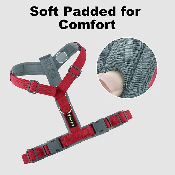 Plutus Pet No Pull Dog Harness, Adjustable Nylon Harness with Soft Padding, Reflective and Heavy Duty Dog Harness for Small, Medium, Large Dogs(Red, L)