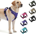 Heavy Duty Tactical Dog Harness for Small Dogs, No Pull Dog Harness with Handle & Front Clip, Reflective Soft Padded, Hook and Loop Panel, Dog Vest for Walking, Service Training, Purple