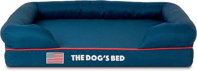 The Dog’s Bed Replacement Outer Cover, Oxford Fabric, Blue with Red Trim & USA Flag, Medium