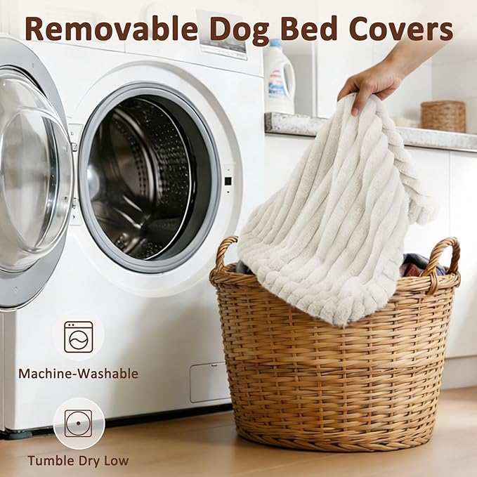 XXL Dog Bed, Flat Pet Beds with Removable Washable Cover, Pet Mat Cute Dog Crate Bed Thick Shredded Chopped Crate Foam & Anti Slip Bottom for Indoor