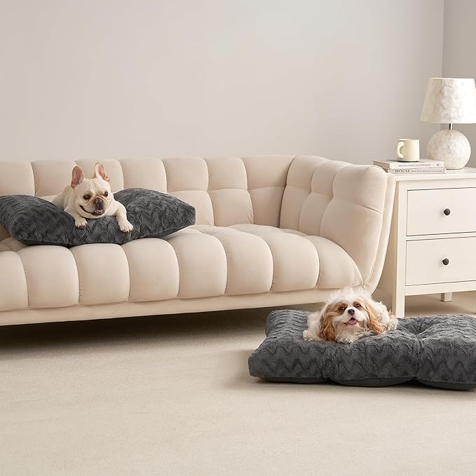 EHEYCIGA XXL Washable Dog Bed for Crate 47x29 Inch, Reversible Kennel Pad for Extra Large Dogs Weight Up to 100 lbs, Plush and Comfy Pet Sleeping Mat, Charcoal
