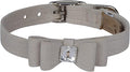 Susan Lanci Designs Ultrasuede Premium Dog Collar with Big Bow, Doe, Medium