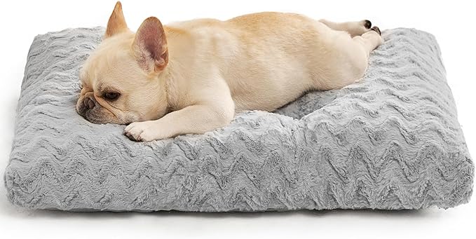 EHEYCIGA Washable Medium Dog Bed for Crate 29x21 Inch, Reversible Kennel Pad for Dogs Weight Up to 35 lbs, Plush and Comfy Pet Sleeping Mat, Grey