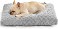 EHEYCIGA Washable Medium Dog Bed for Crate 29x21 Inch, Reversible Kennel Pad for Dogs Weight Up to 35 lbs, Plush and Comfy Pet Sleeping Mat, Grey