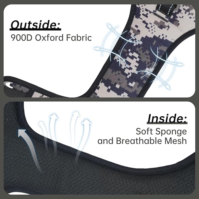 Tactical Dog Harness for Large Heavy Duty Dogs, No Pull Adjustable Reflective Service Camo Vest with Soft Handle