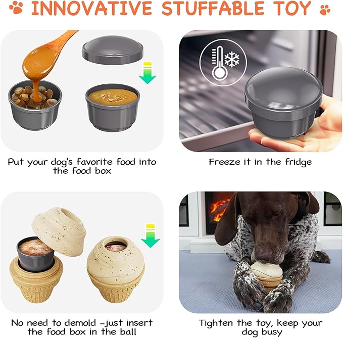 Dog Toys for Aggressive Chewers & Large Dogs - Frozen Interactive Chew Toy with Treat Dispensing, Long-Lasting Durable Chewers for Small, Medium, Large Breeds