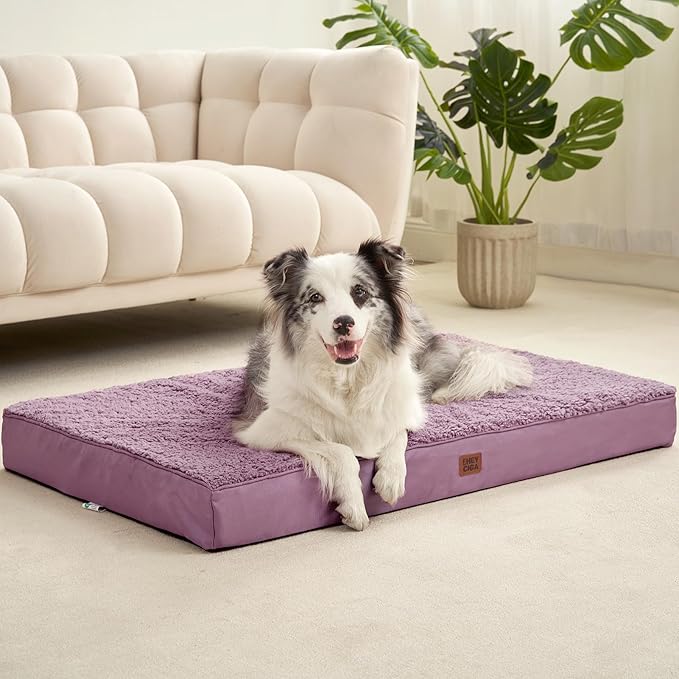 EHEYCIGA Orthopedic XXL Dog Beds for Jumbo Dogs with Removable Washable Cover for Crate, Fog Purple, 47x29