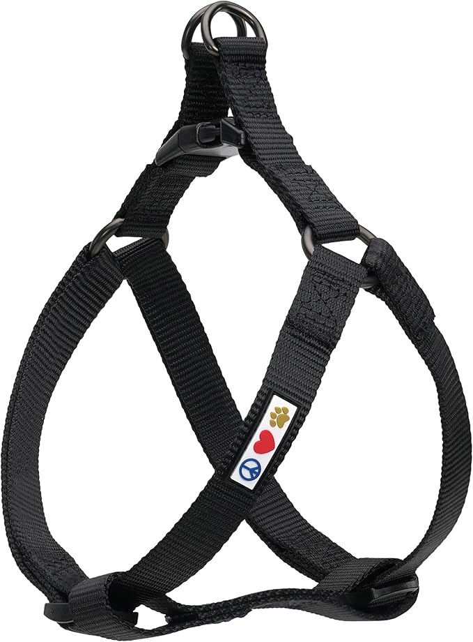 Pawtitas Solid Step-in Dog Harness – Adjustable No-Pull Vest for Puppies to Seniors, Safe & Comfortable XS Black