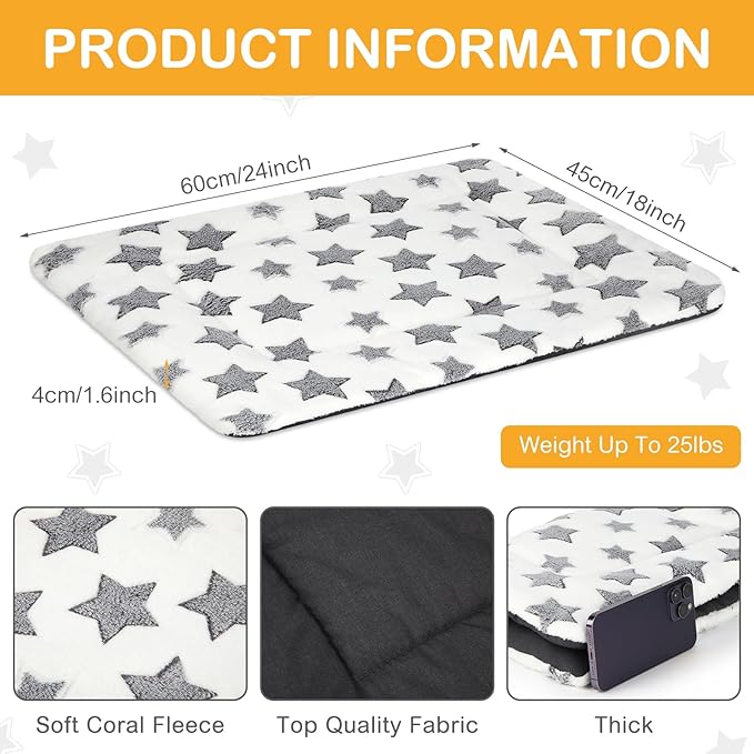 VitalCozy 4 Pcs Dog Crate Pads, Ultra Soft Warm Washable Anti-Slip Kennel Bed Mat for Pets, Reversible, Replaceable, Cozy Cage Liner for Small Medium Large Dogs and Cats(18 x 24 x 1.6 Inch,White)