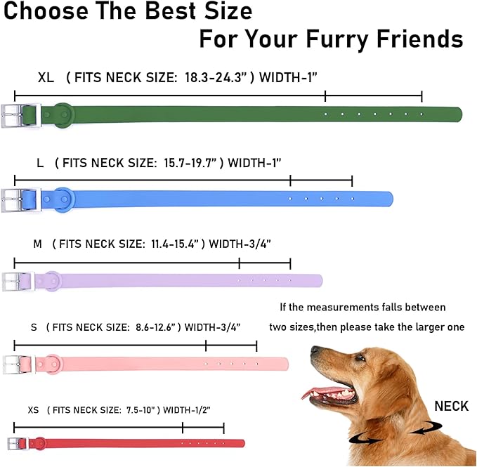 ZALER Waterproof Dog Collar, Adjustable Odor Proof Dog Collars Easy to Clean, Soft Comfortable Pet Collars for Large, Medium Small Dogs (Spruce Green, S(Length:8.6''-12.6''; Width:0.75''))