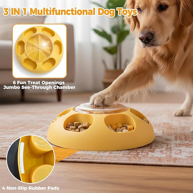 ABULL Interactive Dog Puzzle Toy - Simple Press to Get Treats, 2-in-1 Treat Dispenser & Slow Feeder for Healthy Eating, Keep Them Busy and Stop Boredom, Food-Grade & Easy-Clean for All Breeds