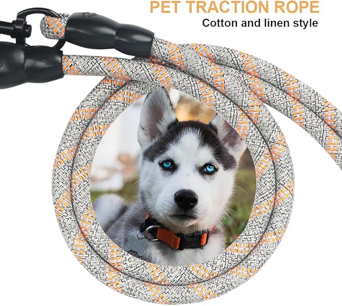 Dual Dog Leash 360° Tangle-Free - Reflective Heavy Duty, Comfortable Handle for Small/Medium/Large Dogs, Support Multiple Rope Addition (Orange 1, Four Leashes)