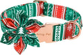 ARING PET Christmas Dog Collar, Cute Folk Xmas Red Green Detachable Flower Pet Collars with Metal Buckle for Puppy Small Medium Large Boy Girl Dogs-L