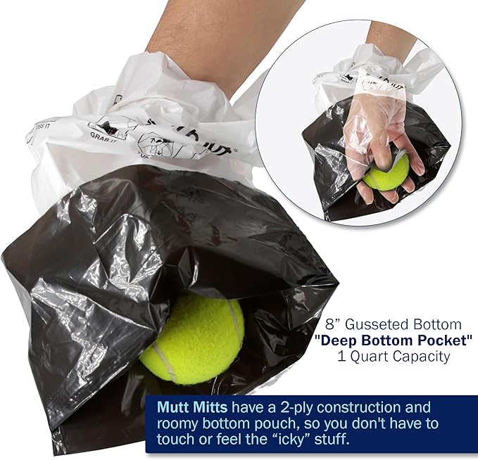 Mutt Mitt® 2-Ply Dog Waste Bags with Thick 2 Mil Mitten - 800 Dog Waste Bags on 8 Station Headers - No more "yuck" or "warm handshake"