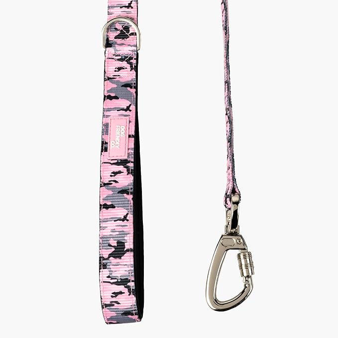 DF Co. Close Control Short Trainer Dog Leash | Strain Free & Shock Resistant, Durable Material, 65cm in Length, Heavy Duty Clips & D-Ring (Pink Camo, Regular)