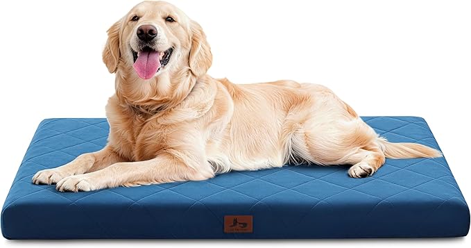 Orthopedic Dog Bed Mat Large Medium Sized Dogs, Waterproof Dog Crate Bed with Removable Cover, Washable Pet Bed with Egg Crate Foam, 35"x22"